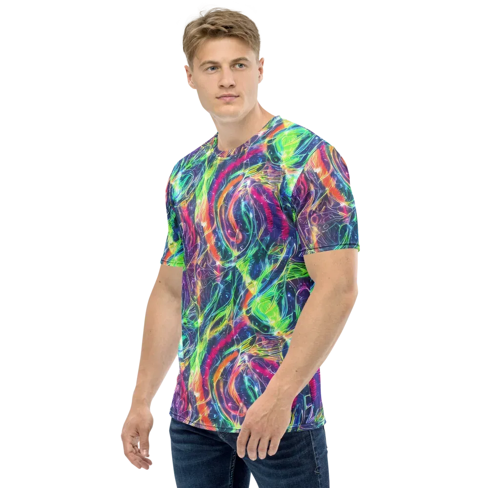 Electric Chromatic Drift on Men's Crew Neck T-Shirt — Left