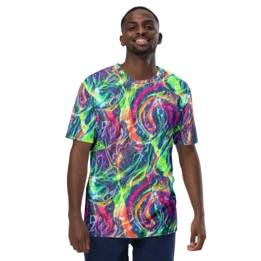 Electric Chromatic Drift on a Men's Crew Neck T-Shirt
