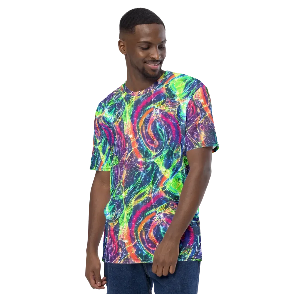 Electric Chromatic Drift on Men's Crew Neck T-Shirt — Left