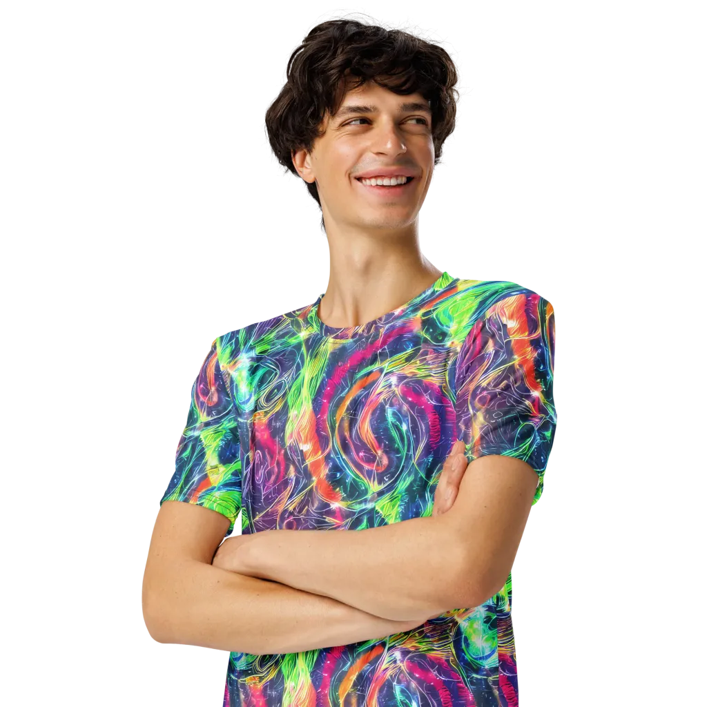 Electric Chromatic Drift on Men's Crew Neck T-Shirt — Left Front