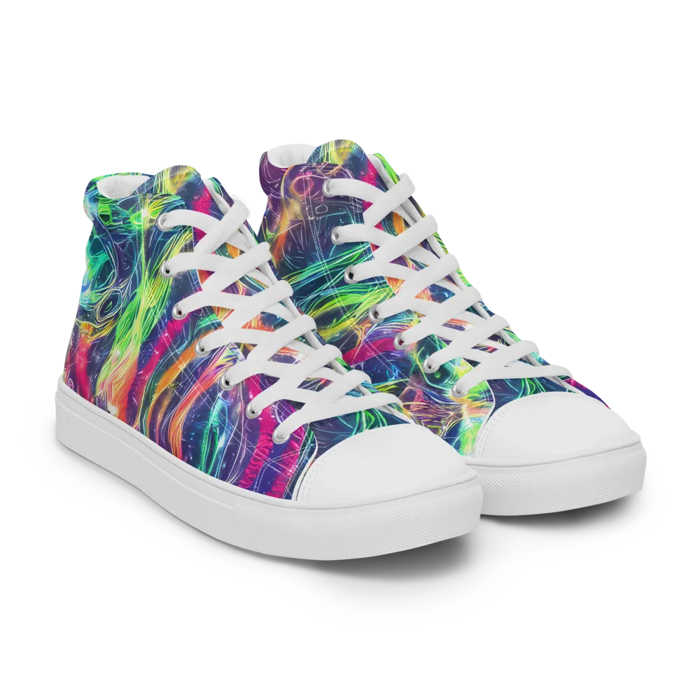 Electric Chromatic Drift on Men's High Top Canvas Shoes — Right Front