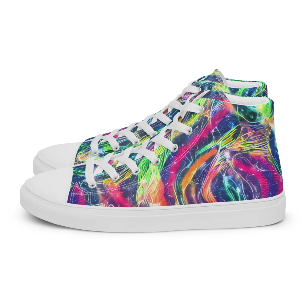 Electric Chromatic Drift on Men's High Top Canvas Shoes — Left