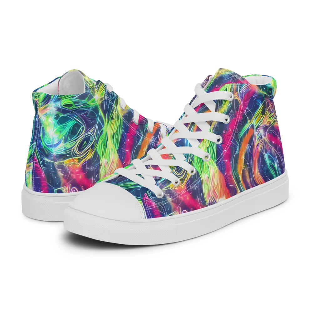 Electric Chromatic Drift on Men's High Top Canvas Shoes — Left