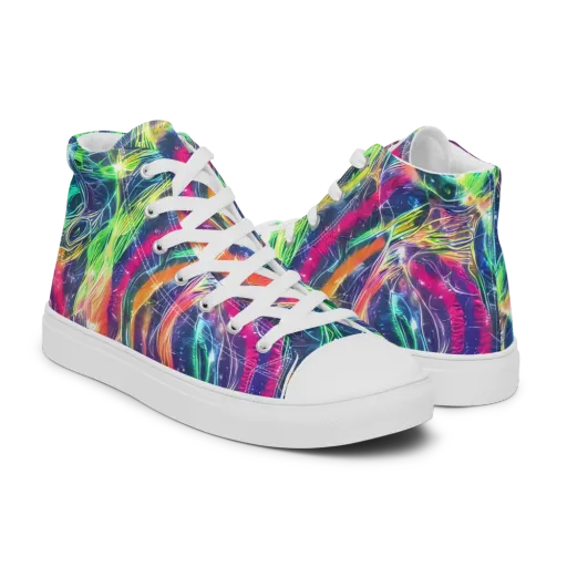 Electric Chromatic Drift on a Men's High Top Canvas Shoes