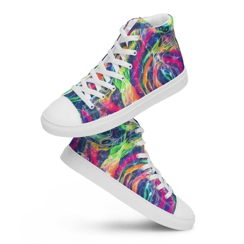 Electric Chromatic Drift on Men's High Top Canvas Shoes — Front
