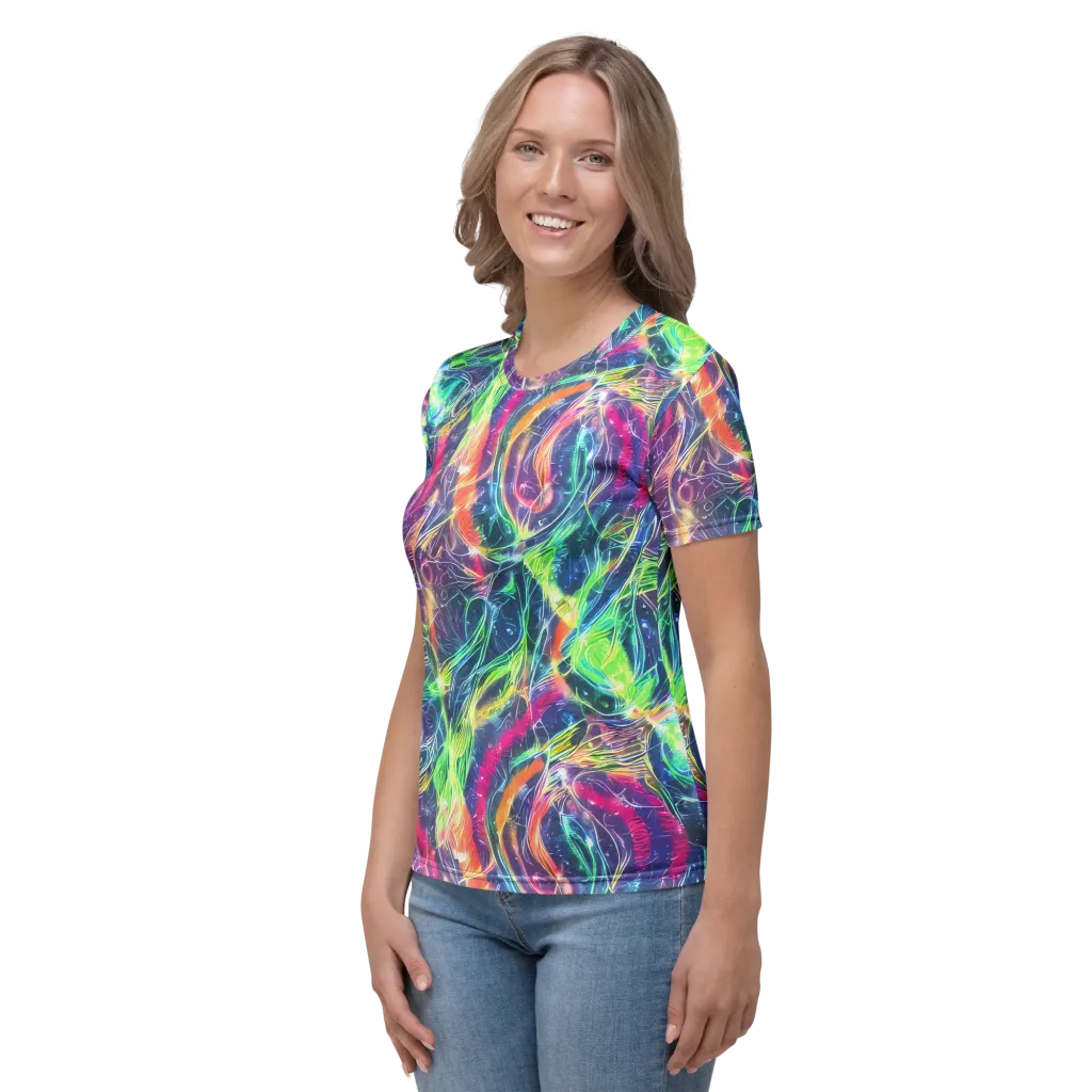 Electric Chromatic Drift on Women's Crew Neck T-Shirt — Left