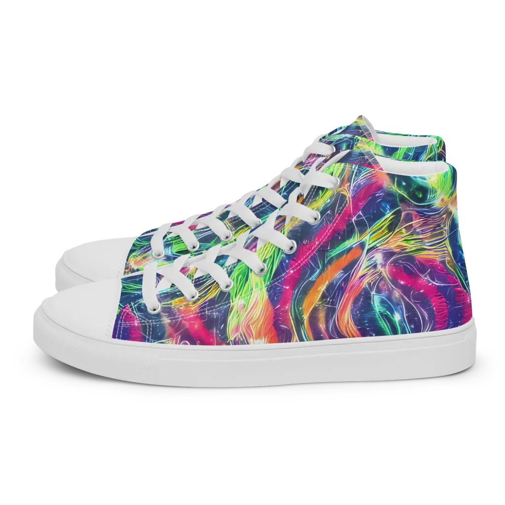 Electric Chromatic Drift on Women's High Top Canvas Shoes — Left