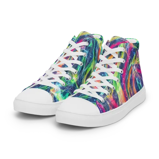 Electric Chromatic Drift on a Women's High Top Canvas Shoes
