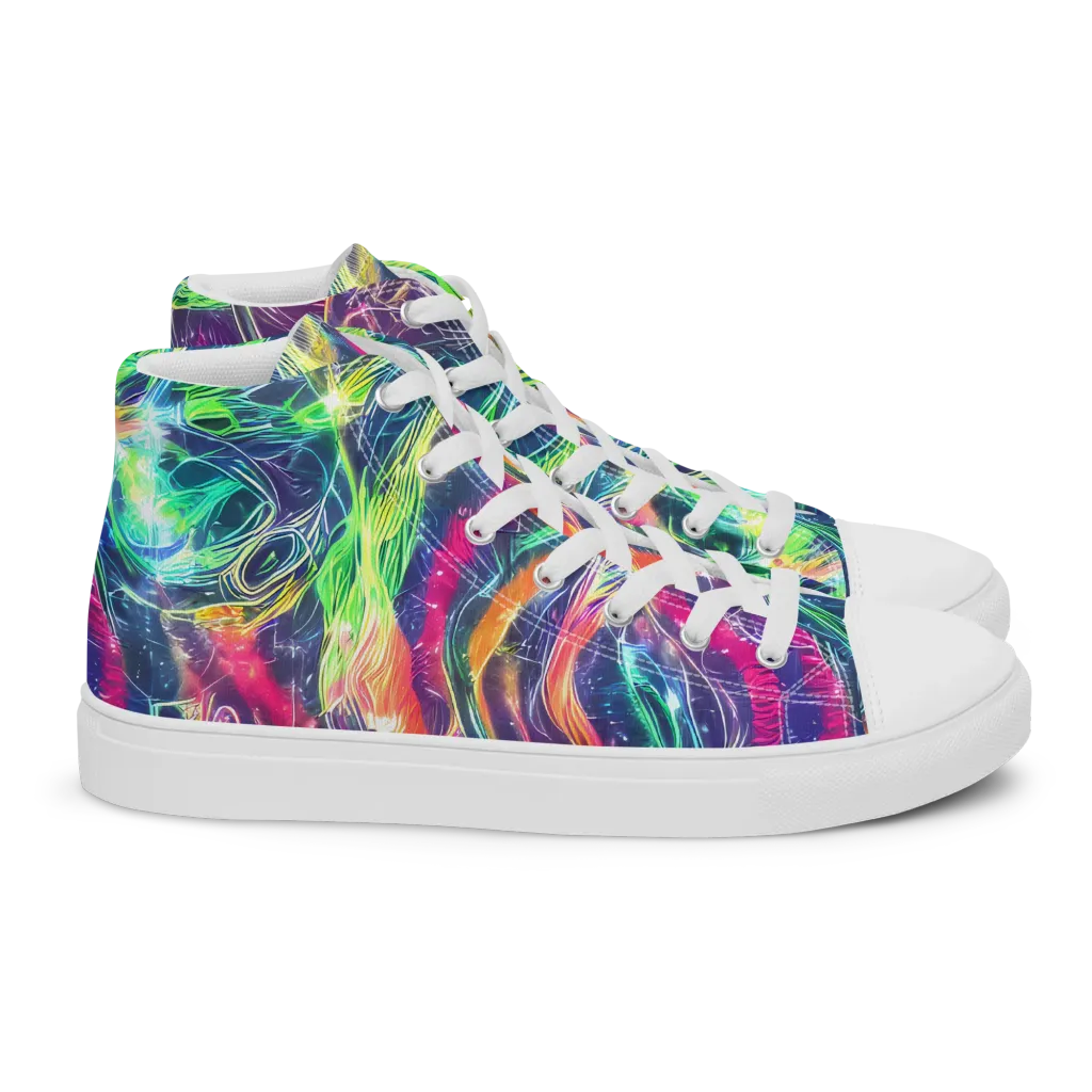 Electric Chromatic Drift on Women's High Top Canvas Shoes — Right
