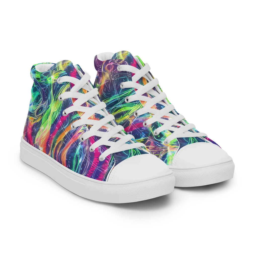 Electric Chromatic Drift on Women's High Top Canvas Shoes — Right Front