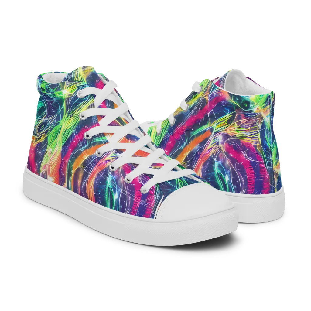 Electric Chromatic Drift on Women's High Top Canvas Shoes — Right