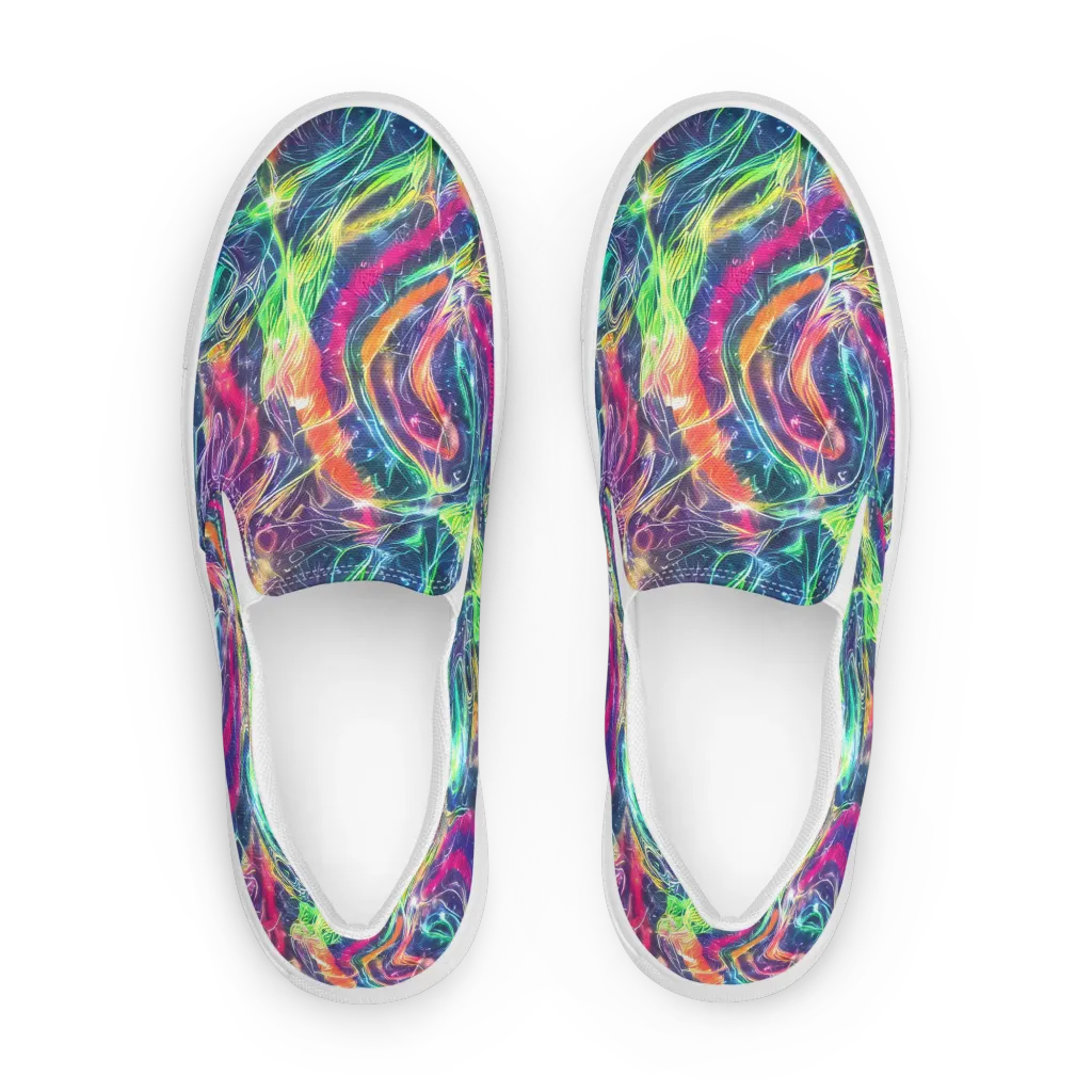 Electric Chromatic Drift on Men's Slip-On Canvas Shoes — Front