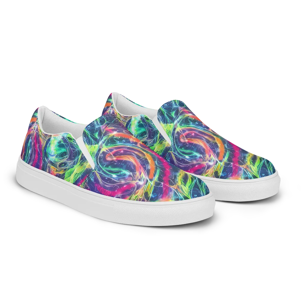 Electric Chromatic Drift on Men's Slip-On Canvas Shoes — Right Front