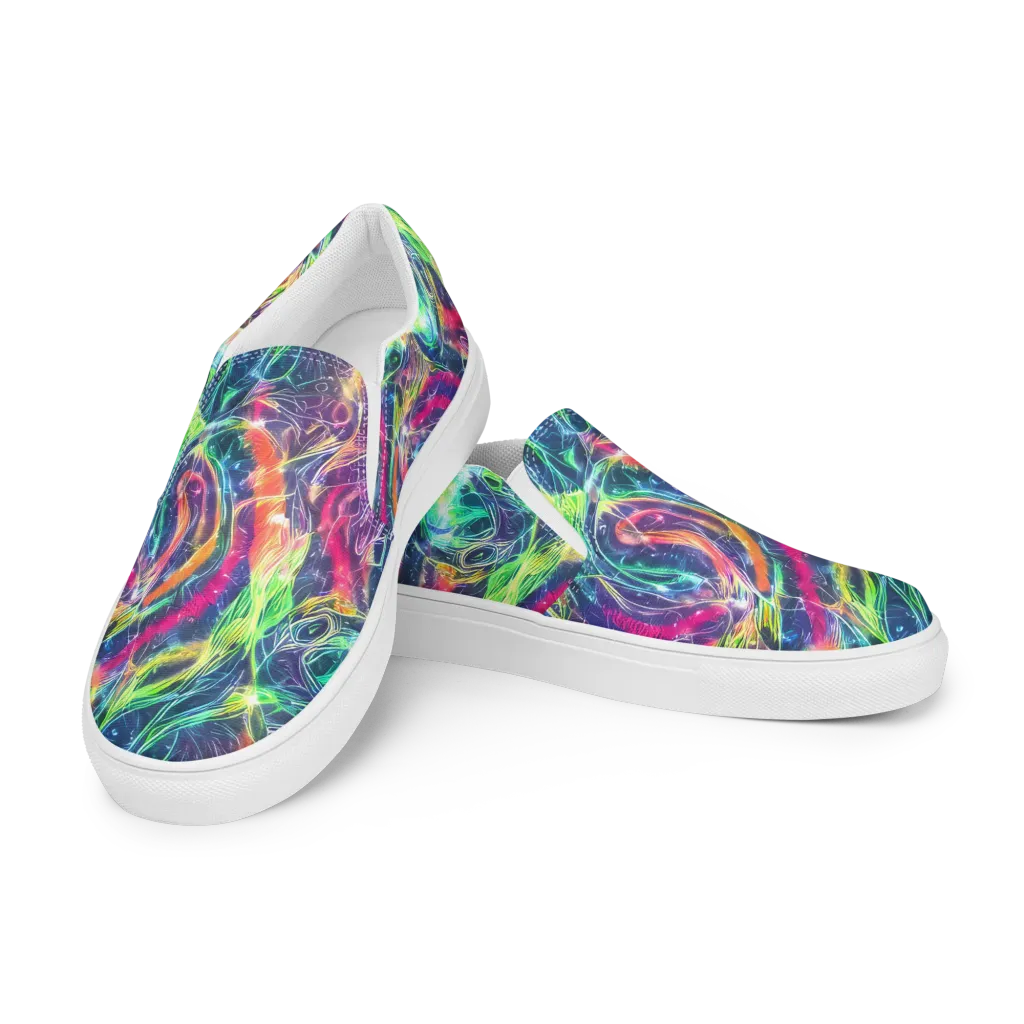 Electric Chromatic Drift on Men's Slip-On Canvas Shoes — Left Front