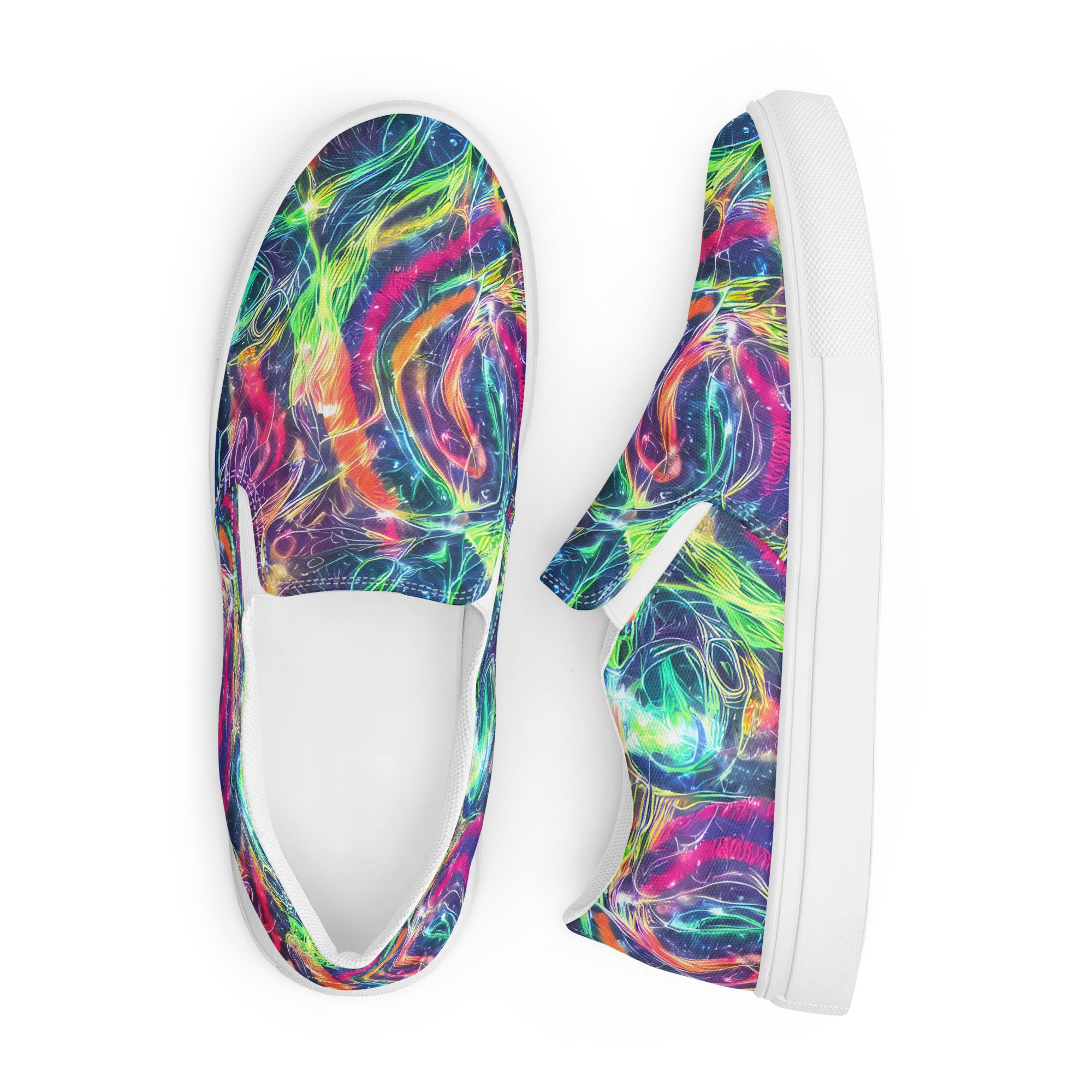Electric Chromatic Drift on Men's Slip-On Canvas Shoes — Front