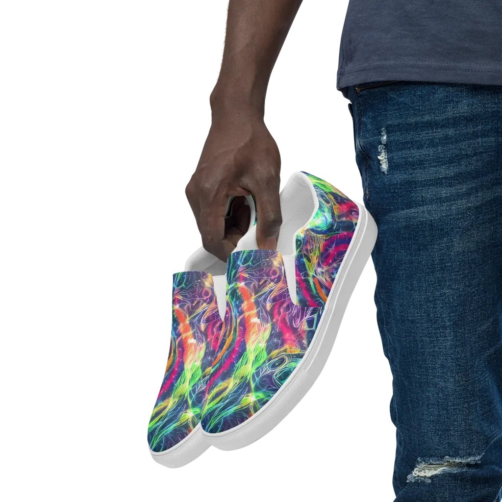 Electric Chromatic Drift on Men's Slip-On Canvas Shoes — Left Front