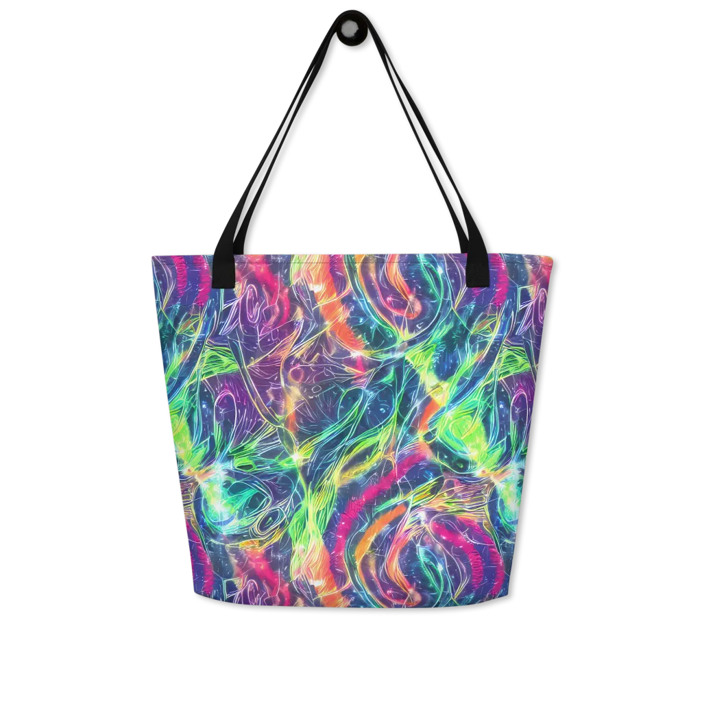 Electric Chromatic Drift on Large Tote Bag W/ Pocket — Front