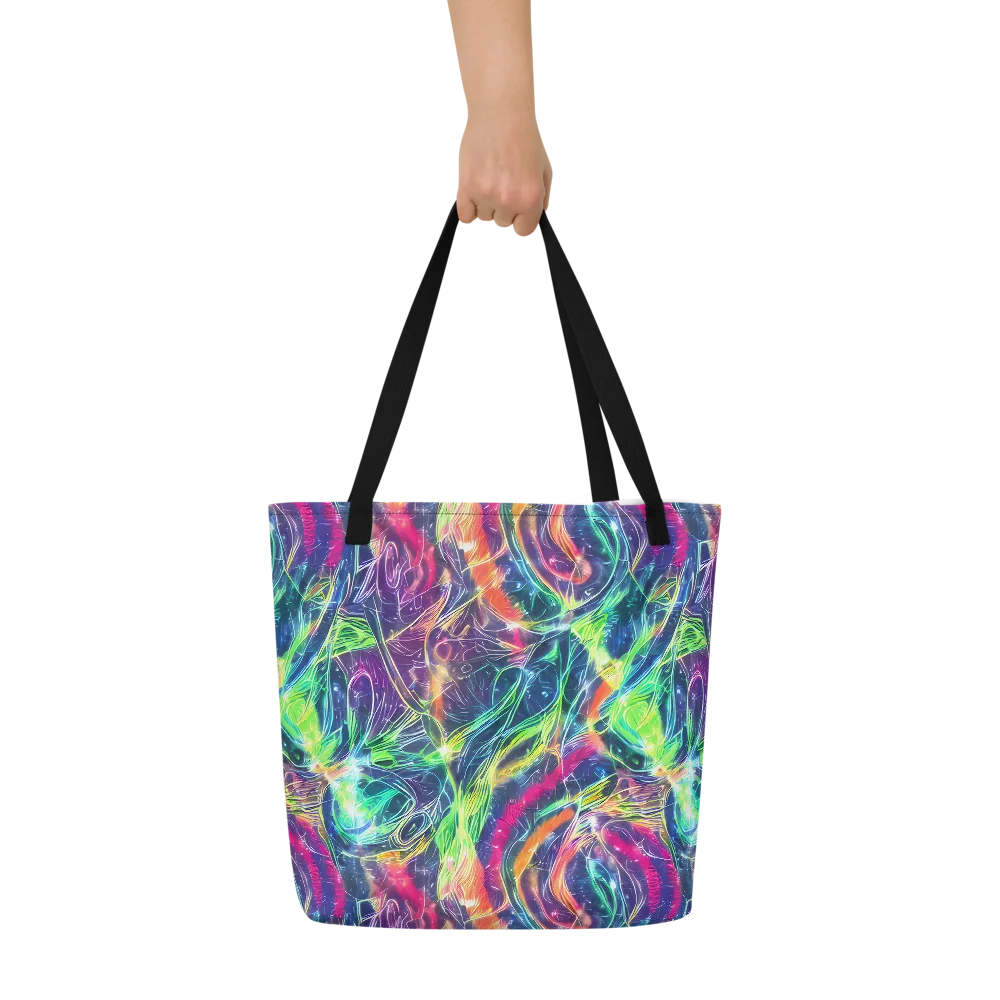 Electric Chromatic Drift on Large Tote Bag W/ Pocket — Front
