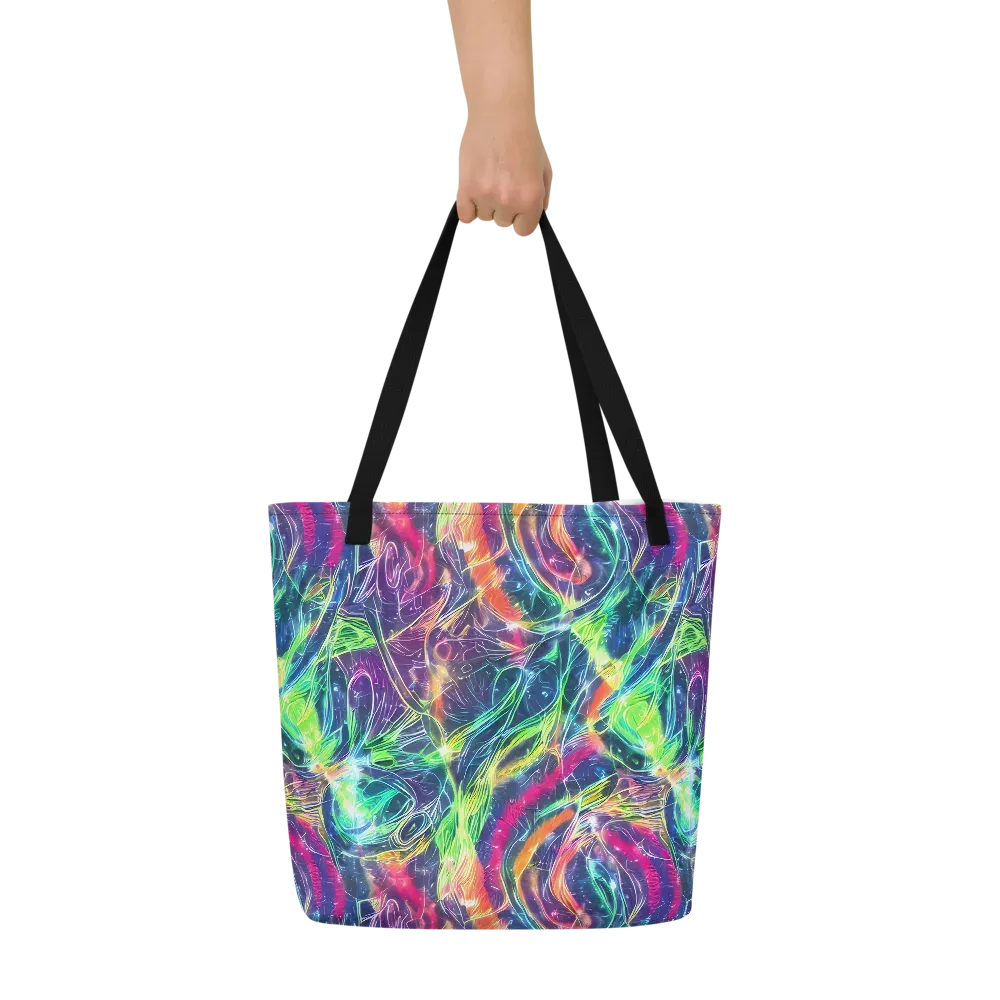 Electric Chromatic Drift on Large Tote Bag W/ Pocket — Front