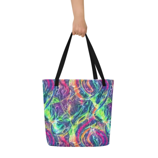 Electric Chromatic Drift on a Large Tote Bag W/ Pocket