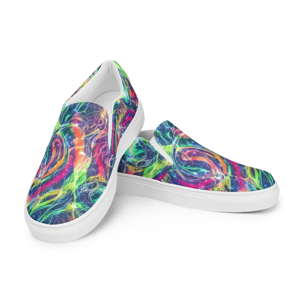 Electric Chromatic Drift on Women's Slip-On Canvas Shoes — Left Front