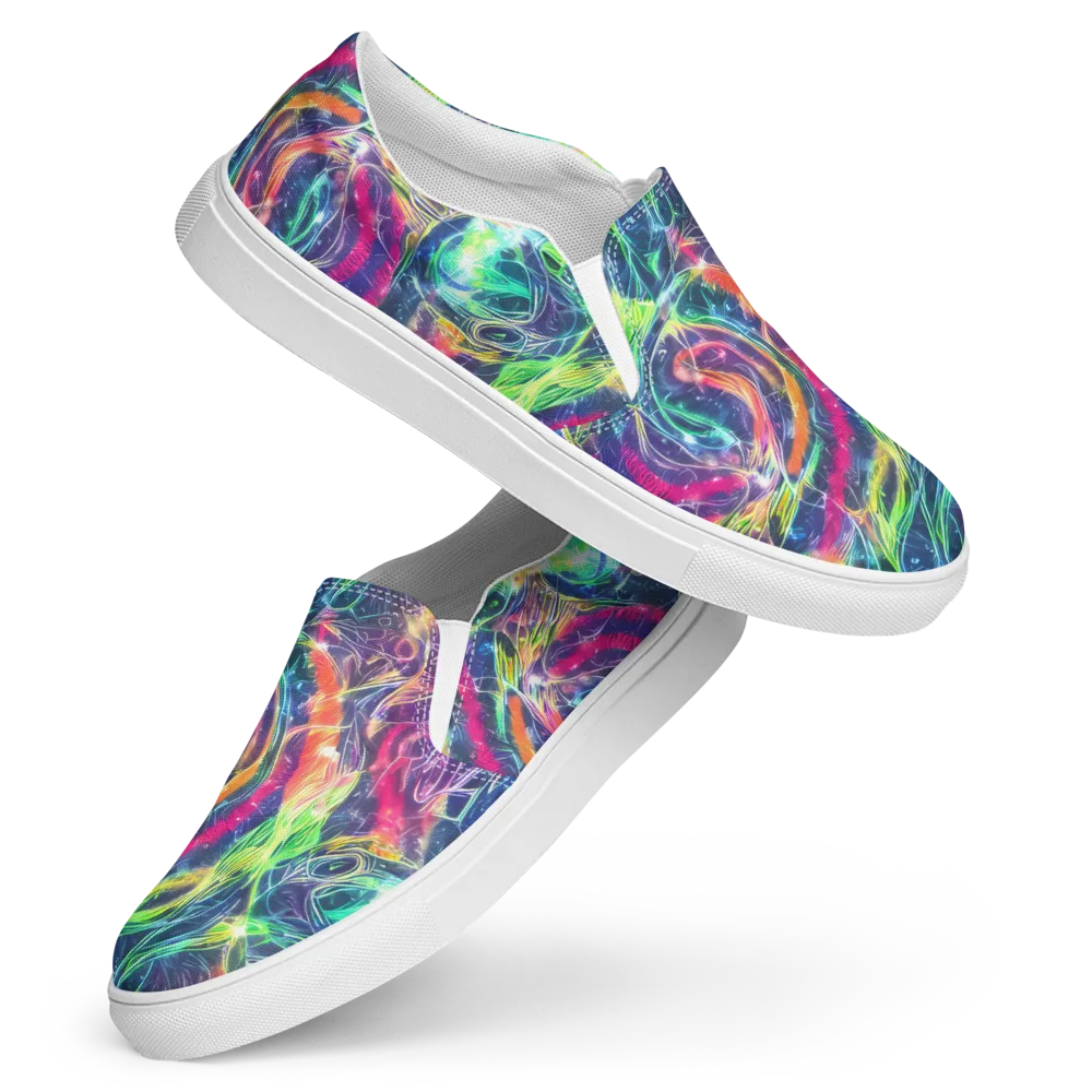 Electric Chromatic Drift on Women's Slip-On Canvas Shoes — Front