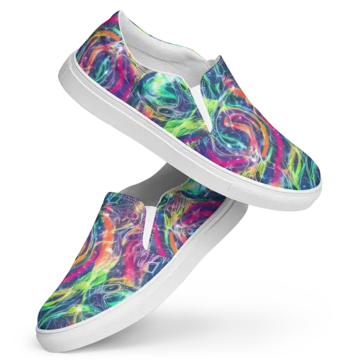 Electric Chromatic Drift on a Women's Slip-On Canvas Shoes