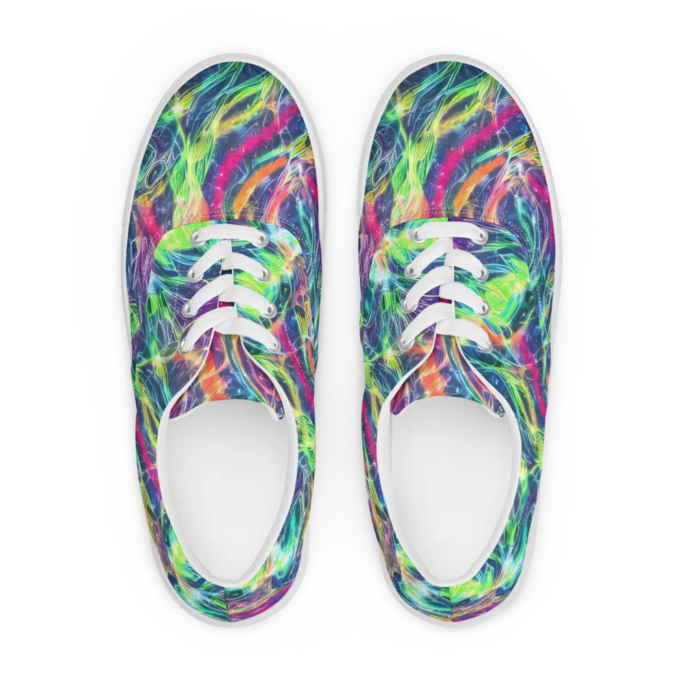 Electric Chromatic Drift on Men's Lace-Up Canvas Shoes — Front