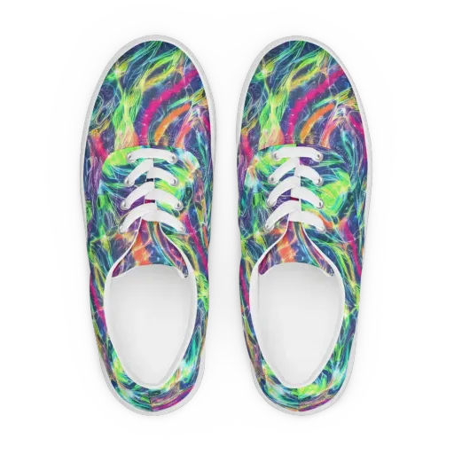 Electric Chromatic Drift on a Men's Lace-Up Canvas Shoes
