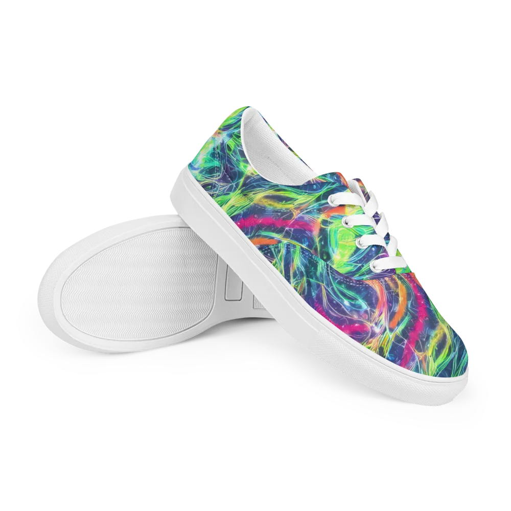 Electric Chromatic Drift on Men's Lace-Up Canvas Shoes — Right Front