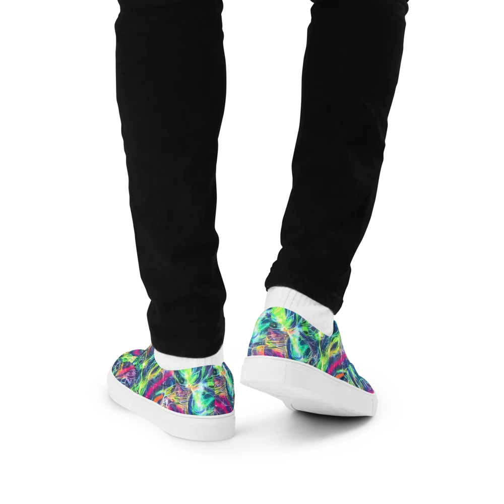 Electric Chromatic Drift on Men's Lace-Up Canvas Shoes — Back