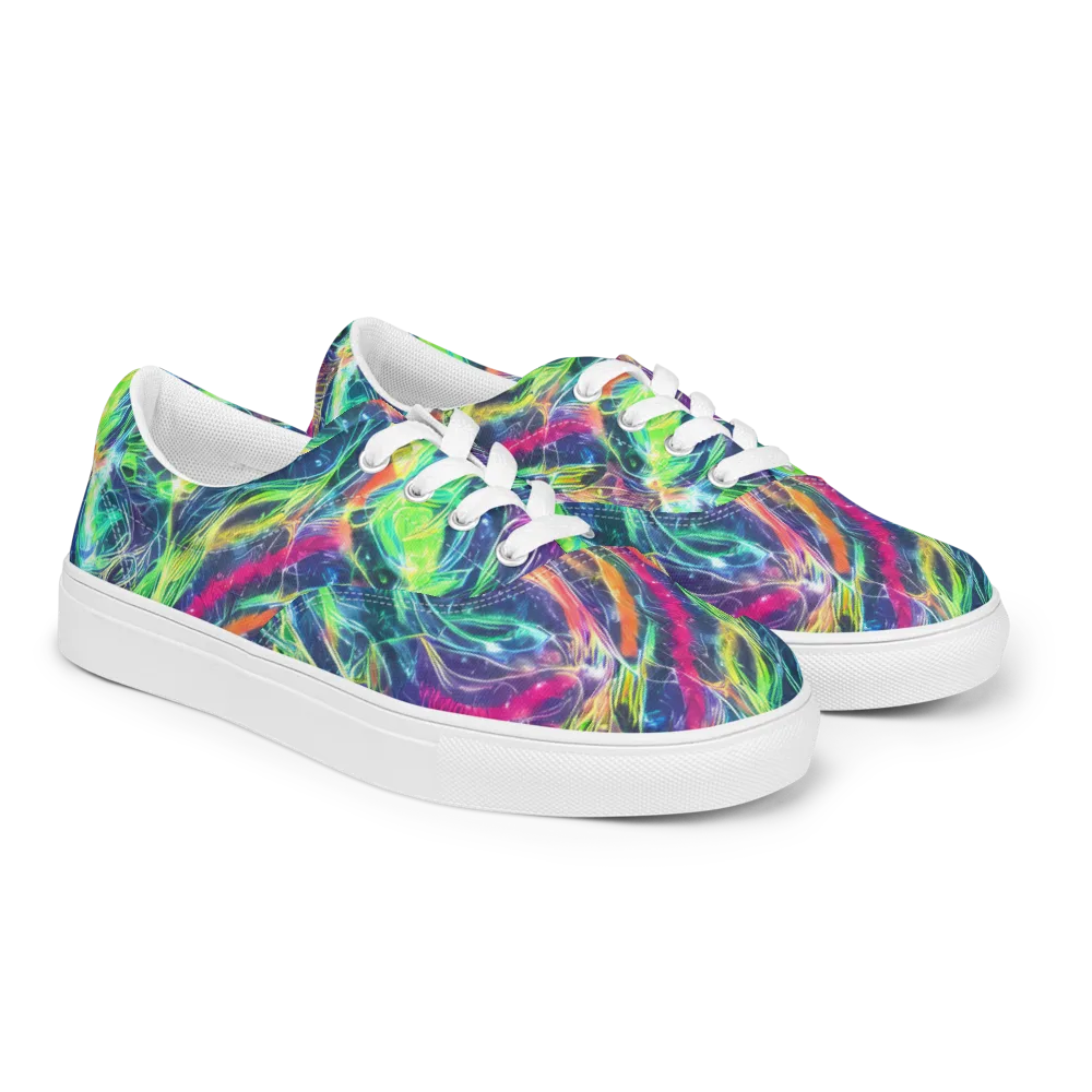 Electric Chromatic Drift on Men's Lace-Up Canvas Shoes — Right Front