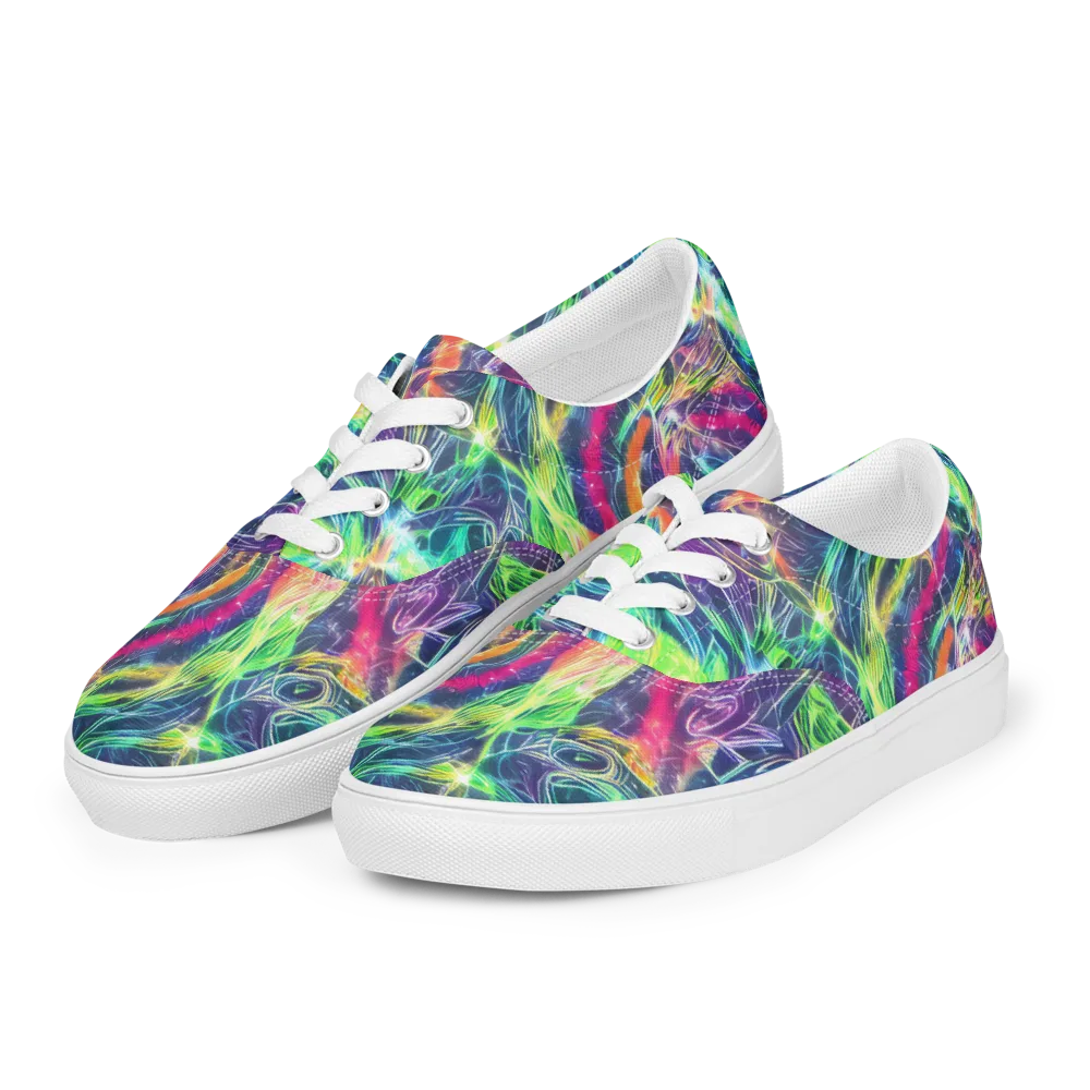 Electric Chromatic Drift on Men's Lace-Up Canvas Shoes — Left Front