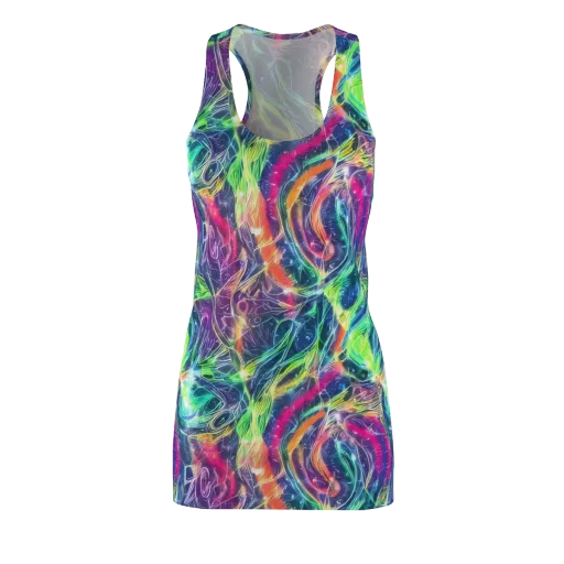 Electric Chromatic Drift on a Racerback Dress