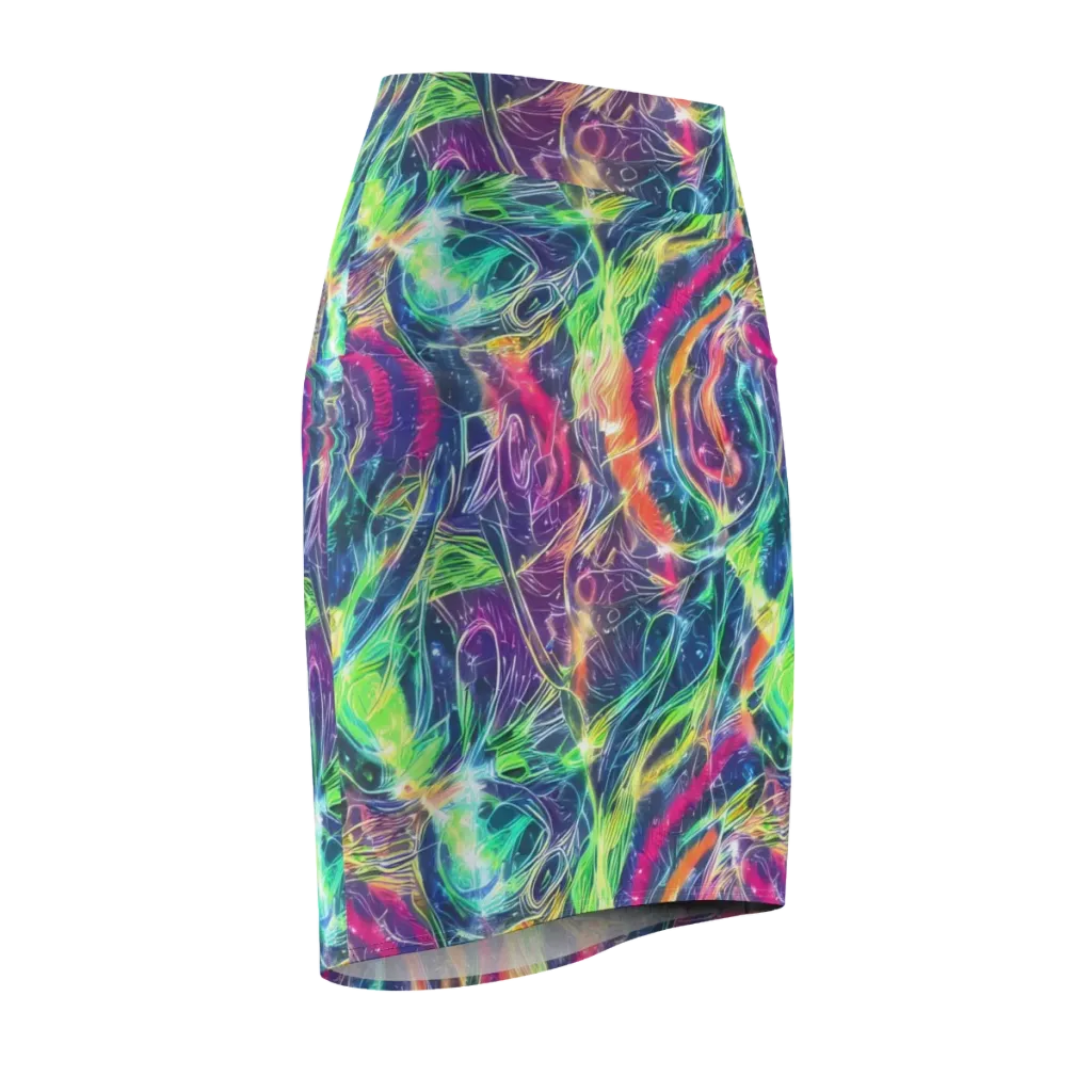 Electric Chromatic Drift on Pencil Skirt — Front Side