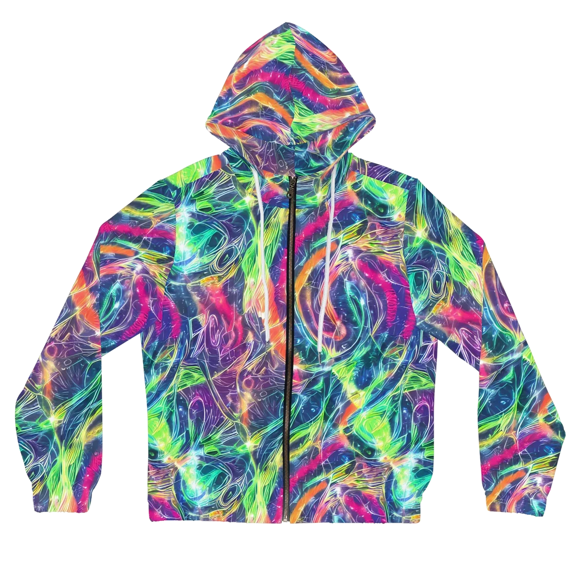 Electric Chromatic Drift on Women's Full-Zip Hoodie — Front