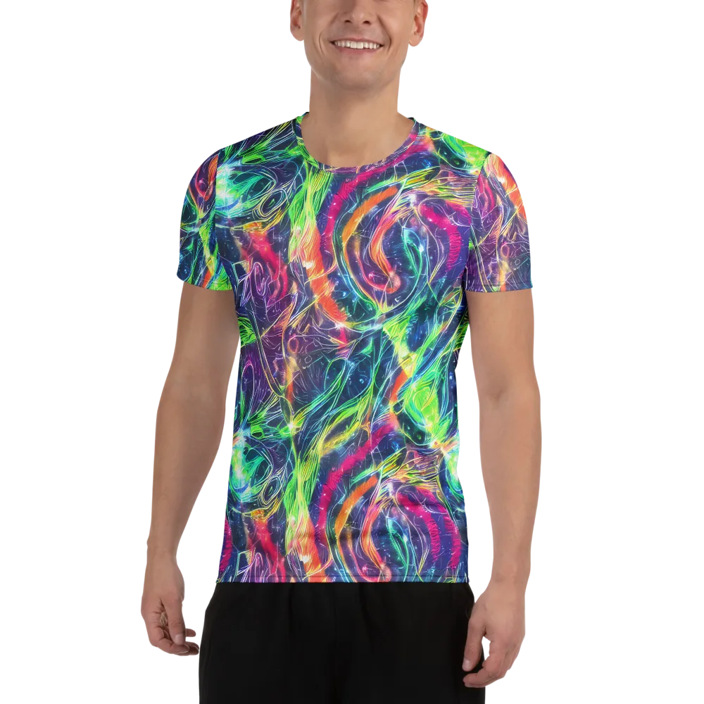 Electric Chromatic Drift on Men's Athletic T-Shirt — Front