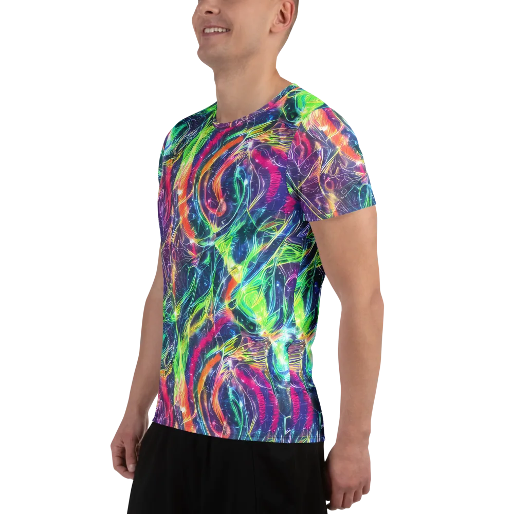 Electric Chromatic Drift on Men's Athletic T-Shirt — Left