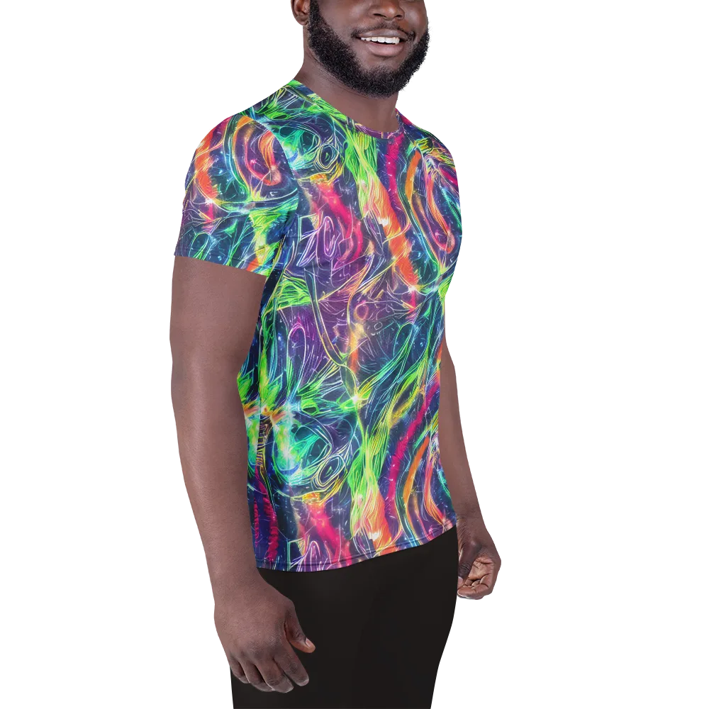 Electric Chromatic Drift on Men's Athletic T-Shirt — Right