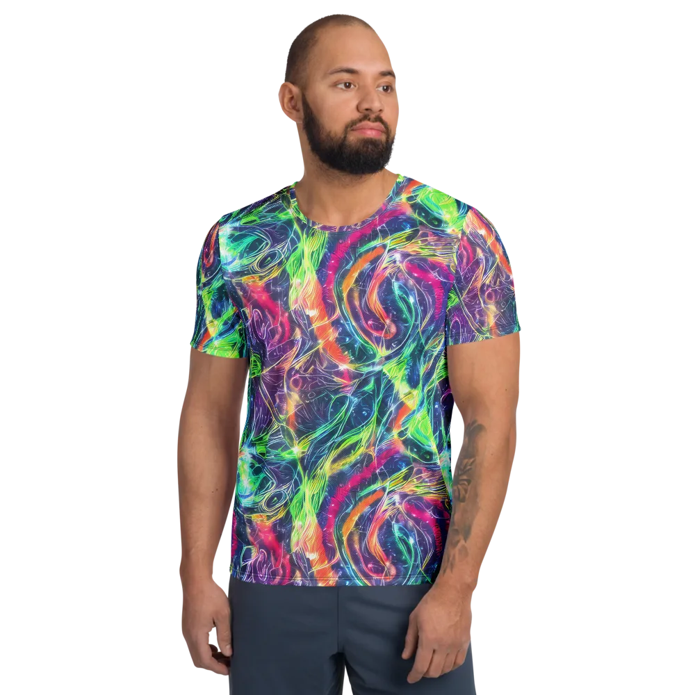 Electric Chromatic Drift on Men's Athletic T-Shirt — Front