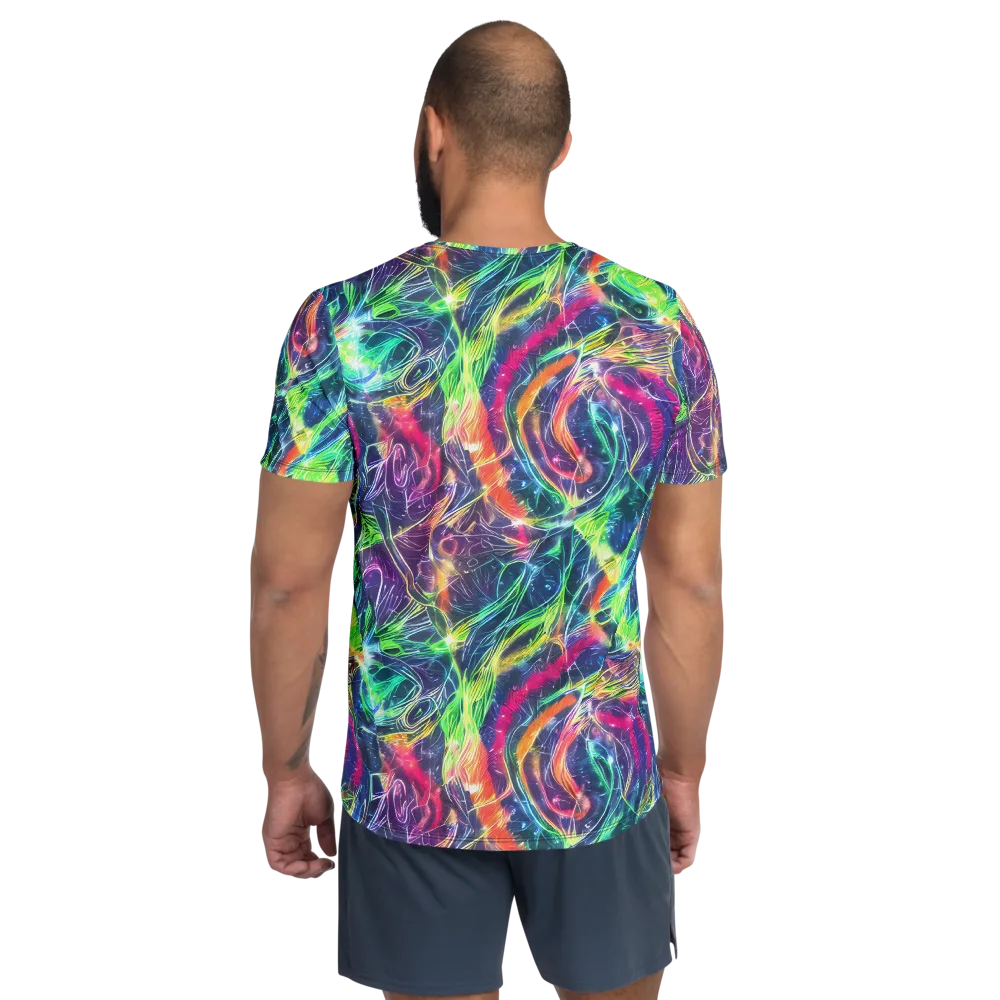 Electric Chromatic Drift on Men's Athletic T-Shirt — Back