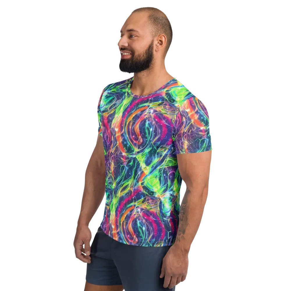 Electric Chromatic Drift on Men's Athletic T-Shirt — Left