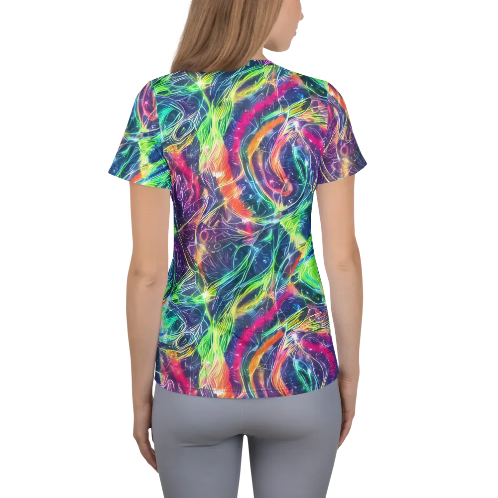 Electric Chromatic Drift on Women's Athletic T-Shirt — Back
