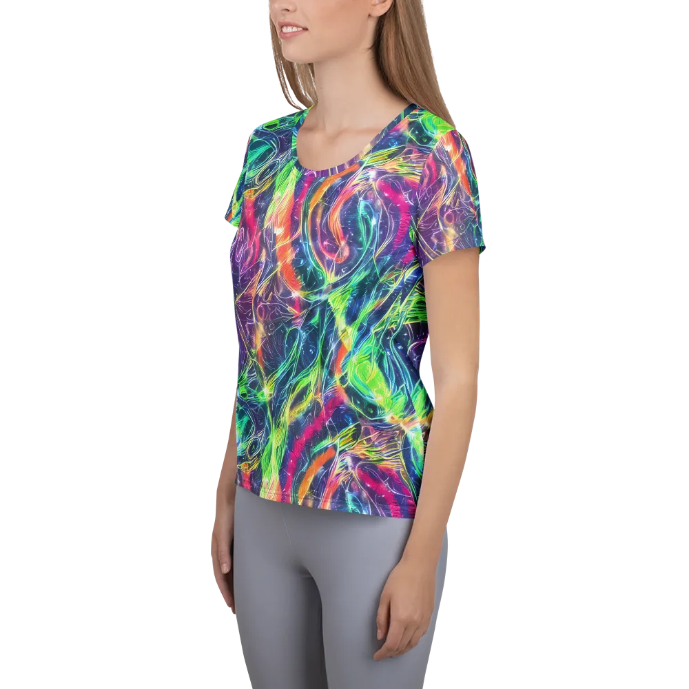 Electric Chromatic Drift on Women's Athletic T-Shirt — Left