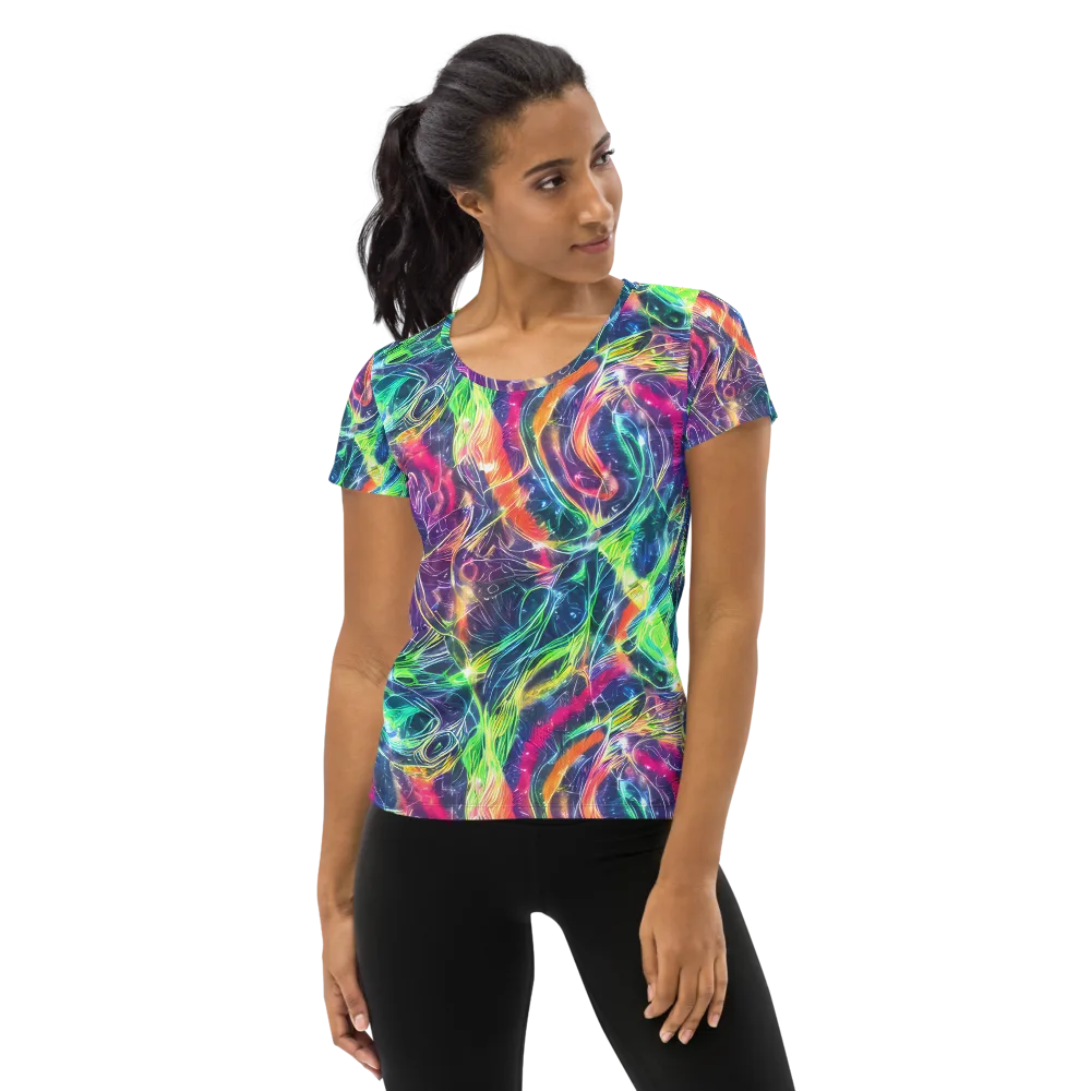 Electric Chromatic Drift on Women's Athletic T-Shirt — Front