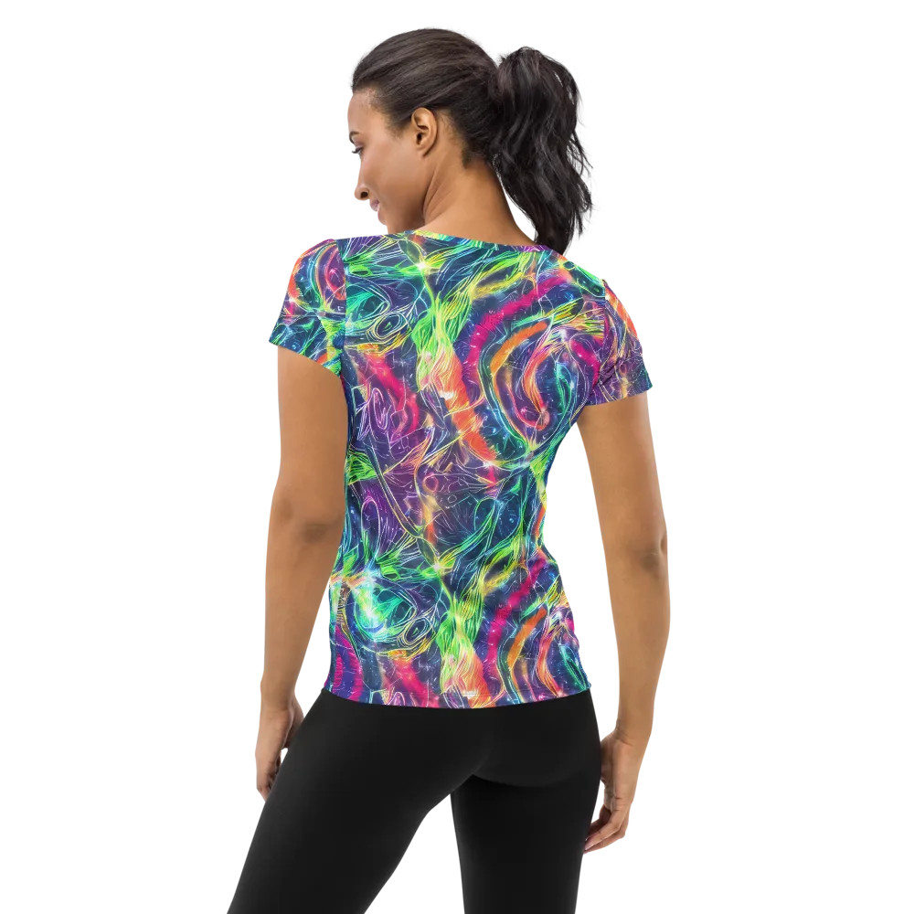 Electric Chromatic Drift on Women's Athletic T-Shirt — Back