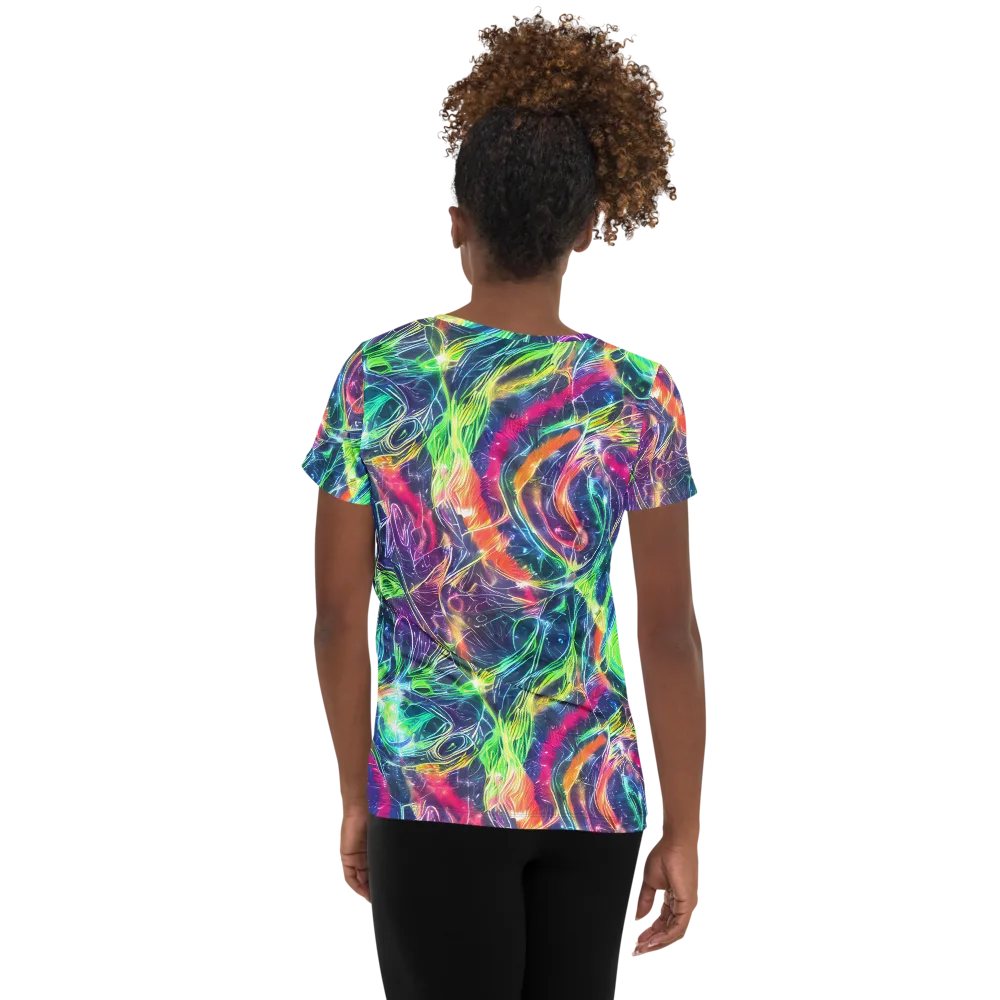 Electric Chromatic Drift on Women's Athletic T-Shirt — Back