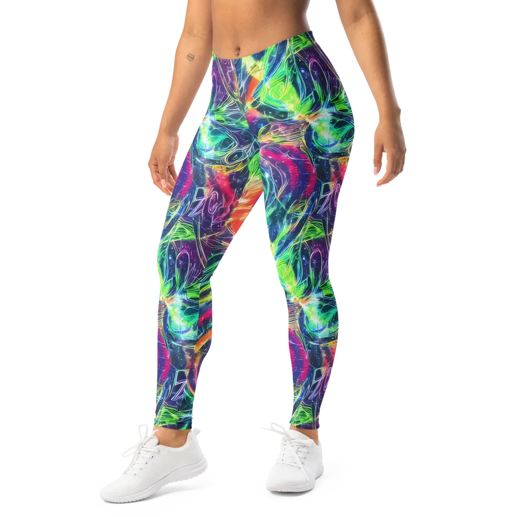 Electric Chromatic Drift on Leggings — Left Front