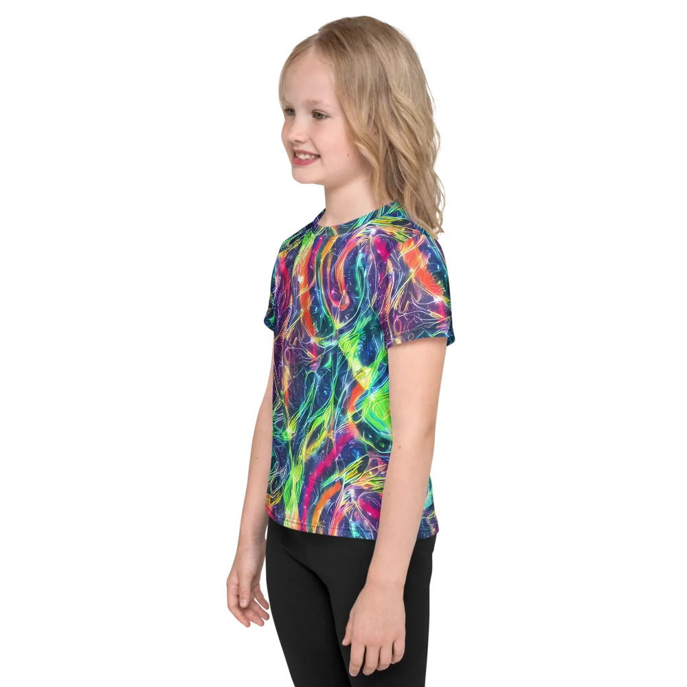 Electric Chromatic Drift on Kids Crew Neck T-Shirt — Left