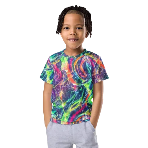 Electric Chromatic Drift on a Kids Crew Neck T-Shirt